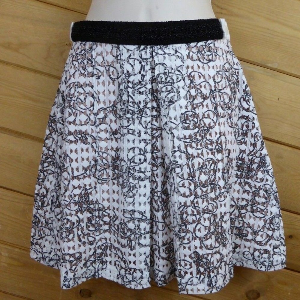 Julien David Pleated Eyelet Mini Lined Skirt Aline XS S High End